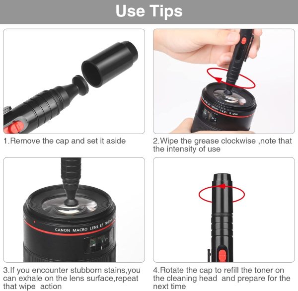 14-in-1 Camera Lens Cleaning Kit - Mirrorless Camera Sensor Cleaning Kit for DSLR Camera Canon Sony Nikon Including Lens Blower/Detergent/Swabs/Cleaning Cloth/Cleaning Pen/Cleaning Brush - Image 4