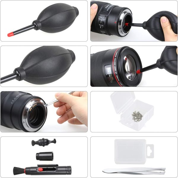 14-in-1 Camera Lens Cleaning Kit - Mirrorless Camera Sensor Cleaning Kit for DSLR Camera Canon Sony Nikon Including Lens Blower/Detergent/Swabs/Cleaning Cloth/Cleaning Pen/Cleaning Brush - Image 5
