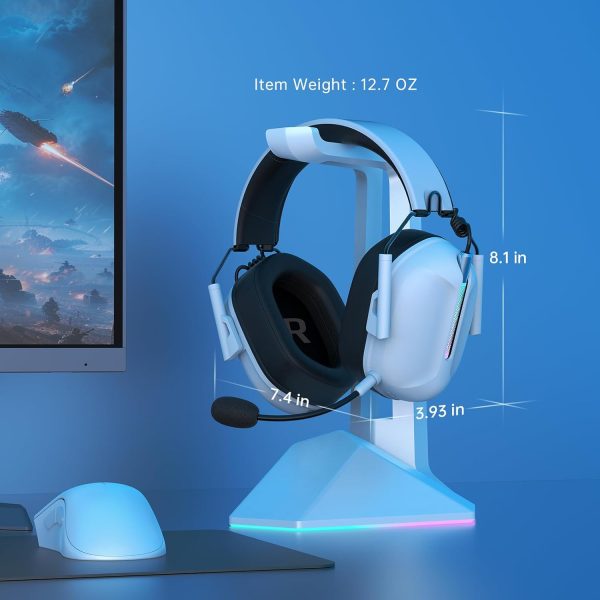 2.4GHz Wireless Gaming Headset for PS5, PC, Switch, PS4, Bass Sound, Bluetooth 5.3 Gaming Headsets with Noise Canceling Microphone, ONLY 3.5MM Wired for Xbox Series, 40H Battery (White) - Image 2