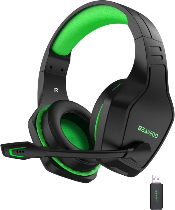 Wireless Gaming Headset with Microphone for PC PS4 PS5 Playstation 4 5, 2.4G Wireless Bluetooth USB Gamer Headphones with Mic for Laptop Computer