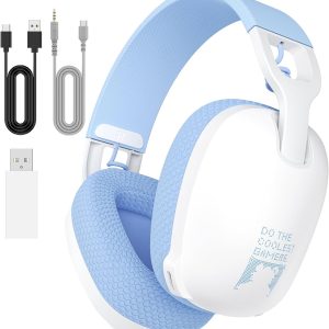 FEIYING Wireless Gaming Headset with Mic for PS4, PS5, PC, Switch, Mac, 2.4GHz Bluetooth 5.3 Gaming Headphones with ENC Noise Cancelling Mic, 3.5mm Jack Wired 3-in-1 Gaming Headphones