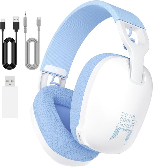FEIYING Wireless Gaming Headset with Mic for PS4, PS5, PC, Switch, Mac, 2.4GHz Bluetooth 5.3 Gaming Headphones with ENC Noise Cancelling Mic, 3.5mm Jack Wired 3-in-1 Gaming Headphones