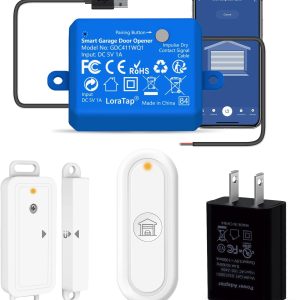 LoraTap Smart Garage Door Opener Controller with Wireless Remote, Wireless Garage Door Sensors, WiFi & Bluetooth, Smart Life App Control, Compatible with Alexa, Google Home, and Siri