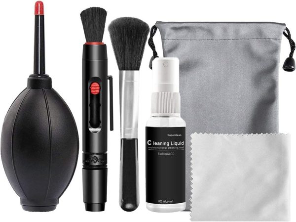 Professional Camera Cleaning Kit (with Waterproof Case),Including Cleaning Solution/5 APS-C Cleaning Swabs/Lens Pen/Air Blower/Cleaning Cloth for DSLR Cameras(Canon,Nikon,Sony)
