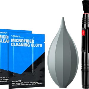 VSGO 4-in-1 Camera Cleaning Kit with Lens Cleaning Air Blower Lens Brush Pen Microfiber Cleaning Cloths Compatible for Canon, Nikon, Sony DSLR Cameras